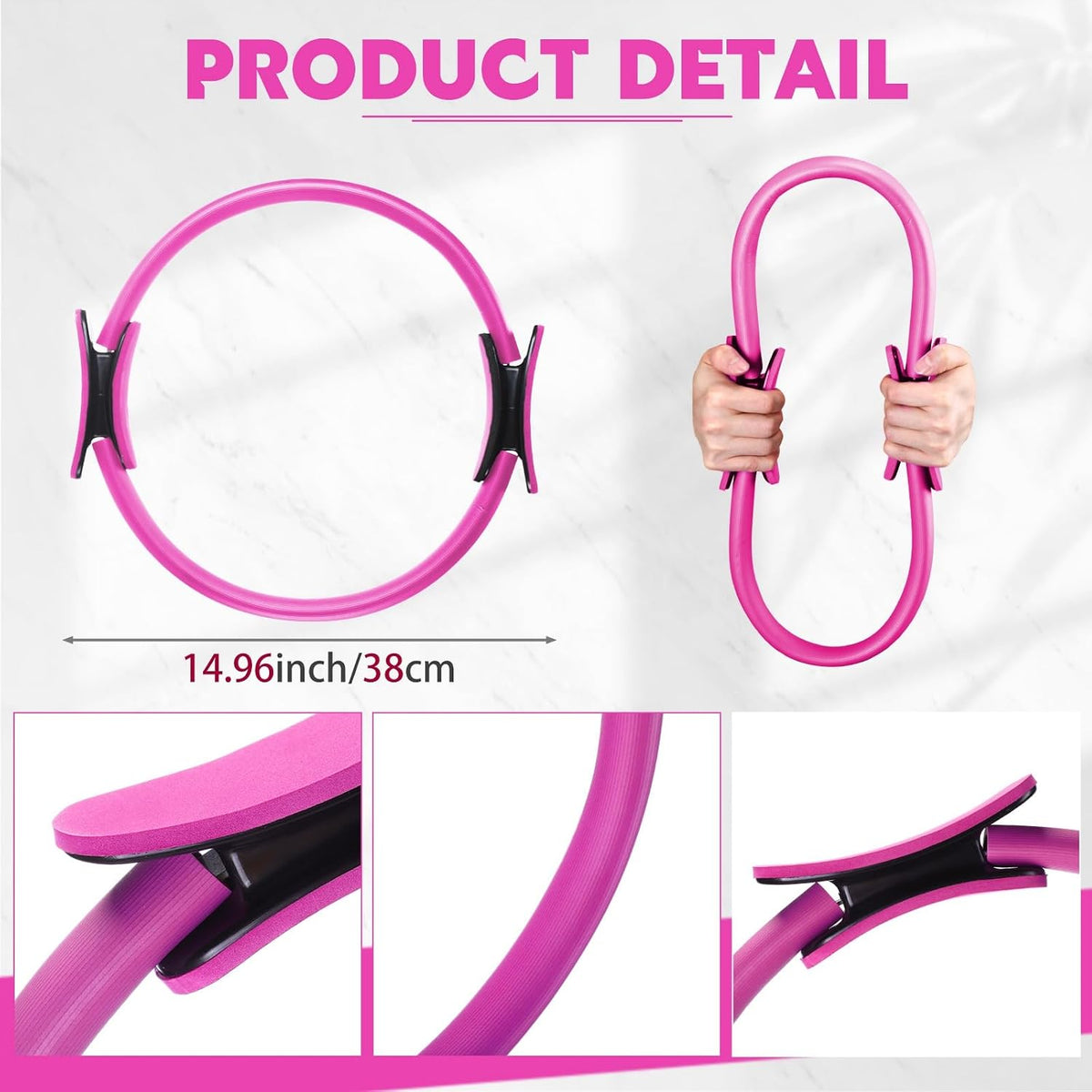 Pilates Ring 11. 81 Inch Pilates Circle Yoga Ring Magic Lightweight Flexible Workout Equipment for Fitness Physical Therapy Resistance Exercise Arms Legs