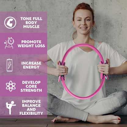 Pilates Ring 11. 81 Inch Pilates Circle Yoga Ring Magic Lightweight Flexible Workout Equipment for Fitness Physical Therapy Resistance Exercise Arms Legs