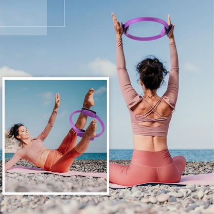 Pilates Ring 11. 81 Inch Pilates Circle Yoga Ring Magic Lightweight Flexible Workout Equipment for Fitness Physical Therapy Resistance Exercise Arms Legs