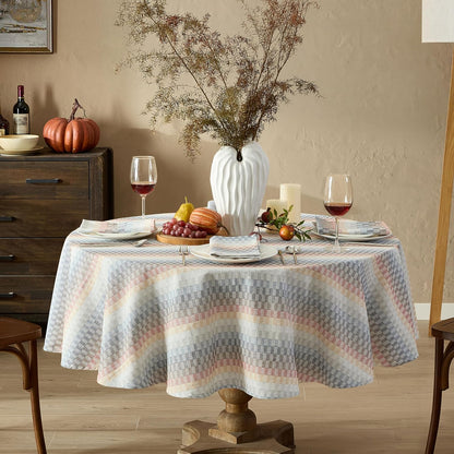 Home Bargains Plus Chester Blue and Terracotta Fabric Napkins, Set of 8, Multicolor Geometric Striped Woven Cotton-Blend Easy Care Cloth Napkins