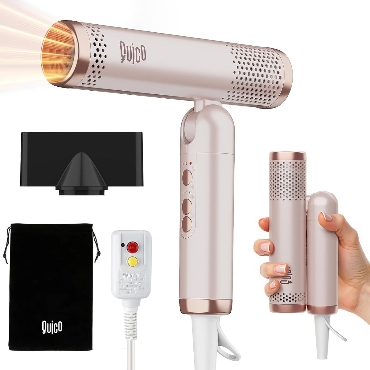 Travel Hair Dryer Dual Voltage 120,000RPM Fast Drying BLDC Blow Dryer