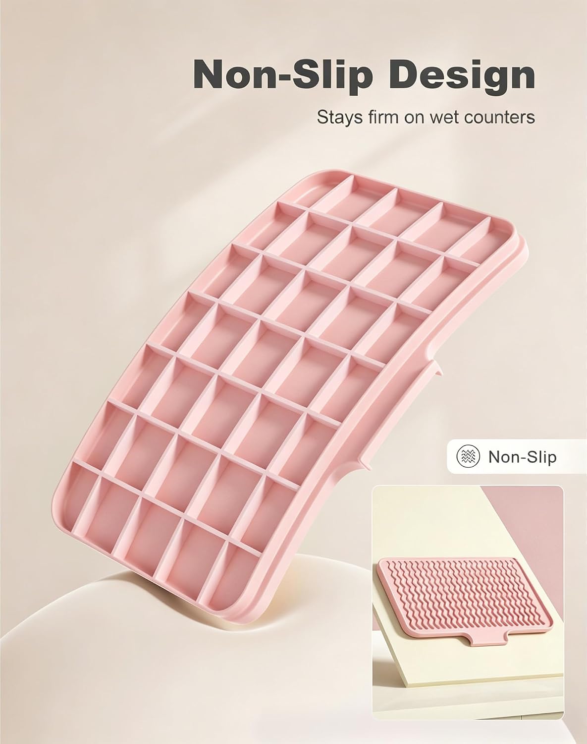 Silicone Dish Drying Mat for Kitchen Counter, 16 x 12" Drainer Pad with Drainage Spout, Easy Clean Dish Rack Mat for Dishes, Non-Slip Countertop Protector Heat Resistant Trivet, Utensils, Pink