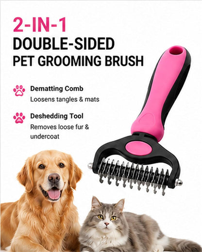 Professional Deshedding Tool Dogs & Cats - Gentle, Efficient & Fur, Pet Grooming Brush, Dog & Cat Grooming Tool，Pink：Small