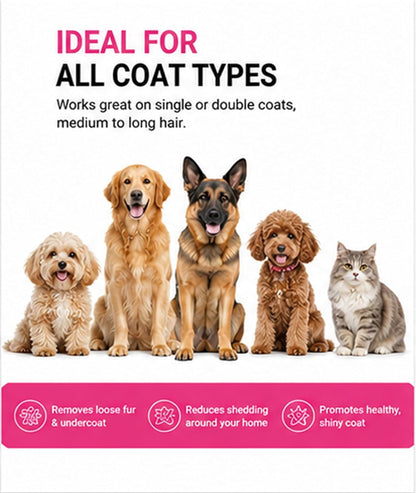 Professional Deshedding Tool Dogs & Cats - Gentle, Efficient & Fur, Pet Grooming Brush, Dog & Cat Grooming Tool，Pink：Small