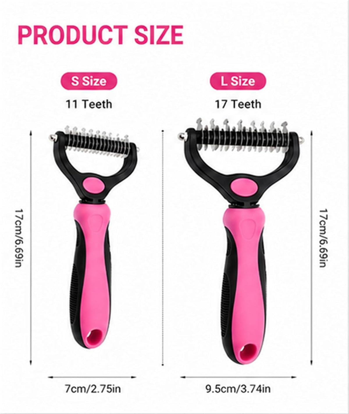 Professional Deshedding Tool Dogs & Cats - Gentle, Efficient & Fur, Pet Grooming Brush, Dog & Cat Grooming Tool，Pink：Small