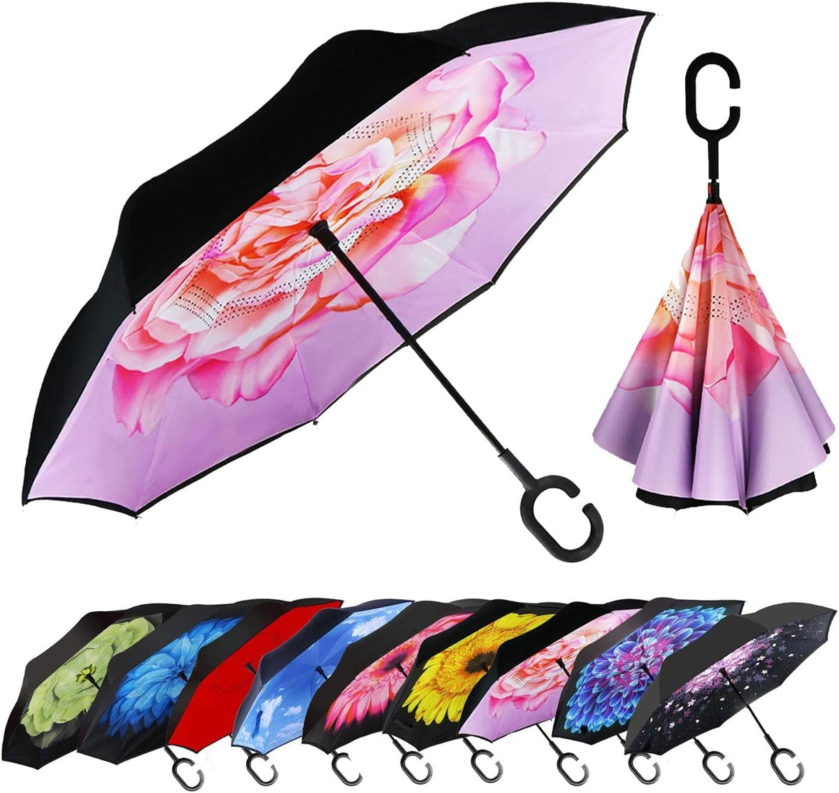 Inverted Umbrella, 40/49/56 Inch Windproof Double Layer