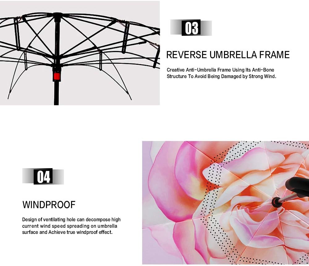 Inverted Umbrella, 40/49/56 Inch Windproof Double Layer