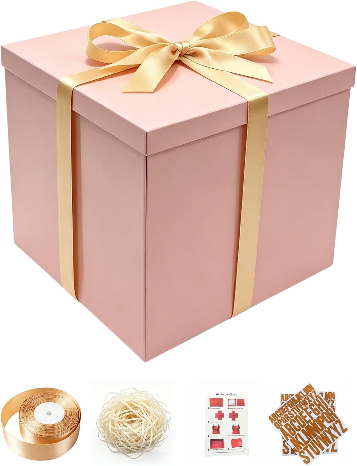 Large Pink Gift Box with Lid 12x12x10 Inches Birthday Box