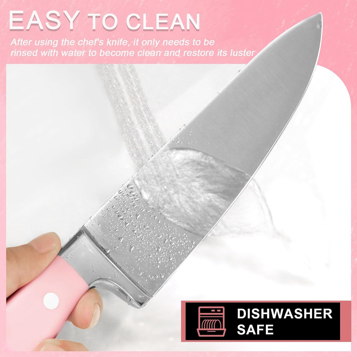 Pink Knife Set,14 Pieces Professional Kitchen Knife Set with Universal Knife Block, Super Sharp Knife Set with Ergonomic Handle Non-stick Stainless Steel Knife Block Set (Pink-14 Pieces)