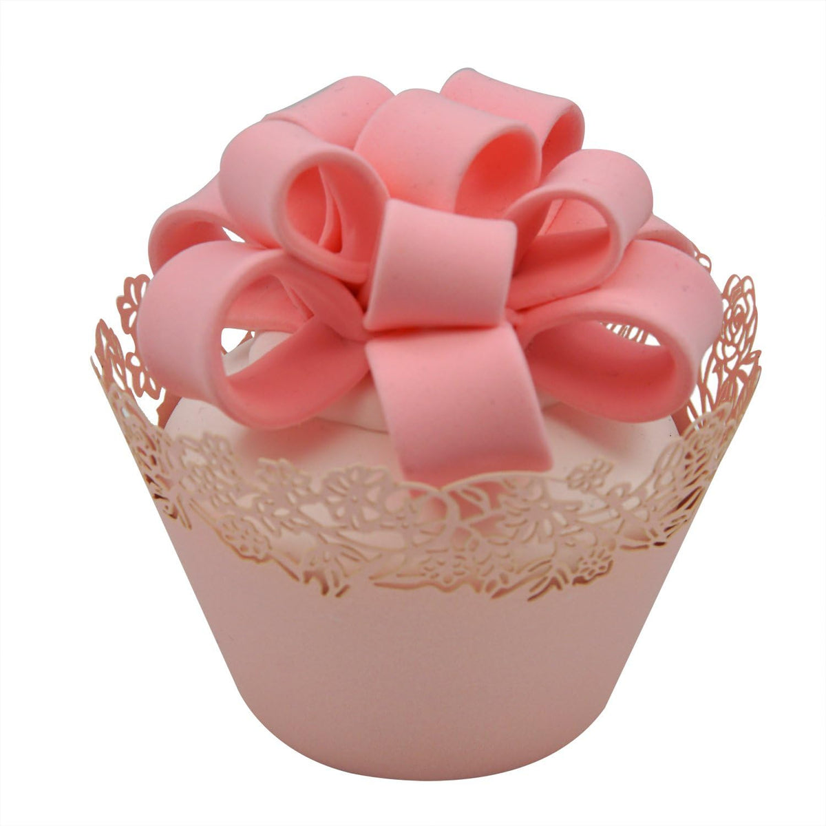 Cupcake Wrappers Pack of 50 Pink Filigree Artistic Bake Cake Paper Cups Little Vine Lace Laser Cut Liner Baking Cup Muffin Case Trays for Wedding Party Birthday Decoration -By KEIVA