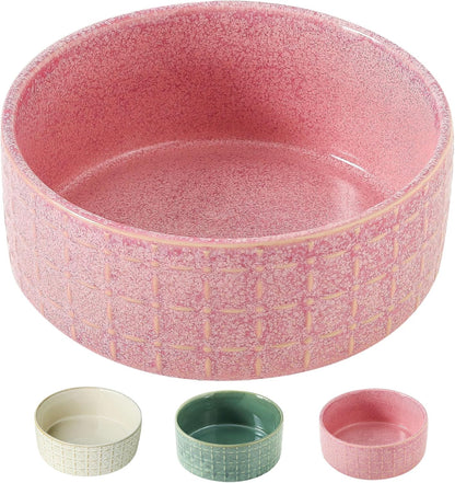 Ceramic Dog Bowls, 6.5inch Dog Food Bowls Water Bowl Dishes for Middle and Small Size Dogs, Pet Plates for Food, Pink