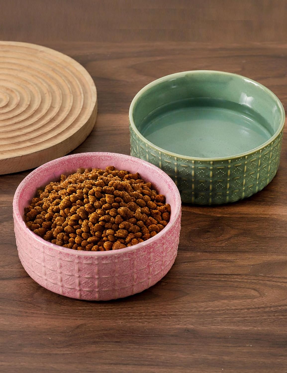 Ceramic Dog Bowls, 6.5inch Dog Food Bowls Water Bowl Dishes for Middle and Small Size Dogs, Pet Plates for Food, Pink