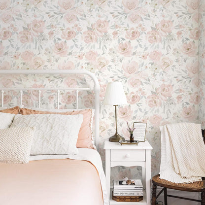 Heroad Peel and Stick Wallpaper Floral Wallpaper Pink Flower Contact Paper Rose Removable Self-Adhesive Wall Paper for Cabinets Bedroom Bathroom Stick on Walls Papel Tapiz para Pared 17.3''x78.7''