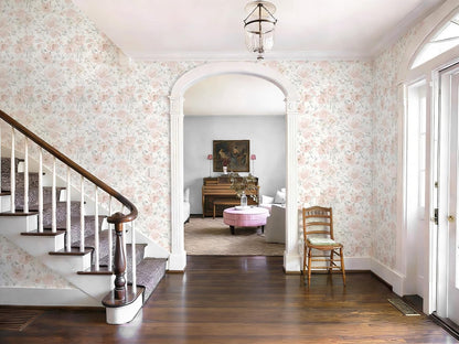 Heroad Peel and Stick Wallpaper Floral Wallpaper Pink Flower Contact Paper Rose Removable Self-Adhesive Wall Paper for Cabinets Bedroom Bathroom Stick on Walls Papel Tapiz para Pared 17.3''x78.7''