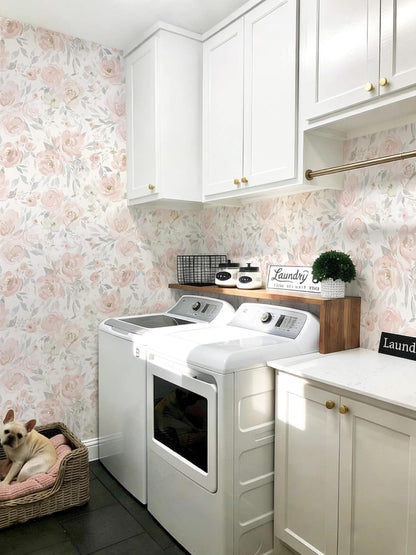 Heroad Peel and Stick Wallpaper Floral Wallpaper Pink Flower Contact Paper Rose Removable Self-Adhesive Wall Paper for Cabinets Bedroom Bathroom Stick on Walls Papel Tapiz para Pared 17.3''x78.7''