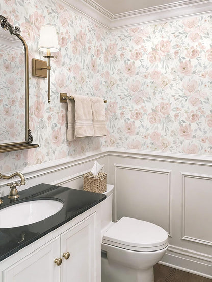 Heroad Peel and Stick Wallpaper Floral Wallpaper Pink Flower Contact Paper Rose Removable Self-Adhesive Wall Paper for Cabinets Bedroom Bathroom Stick on Walls Papel Tapiz para Pared 17.3''x78.7''