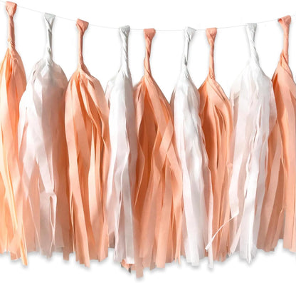 20PCS Peach Tassel Garland, Party Decor, Home Decor Accents, Peach Party Decorations, Tissue Paper Tassels, 14 Inches Long
