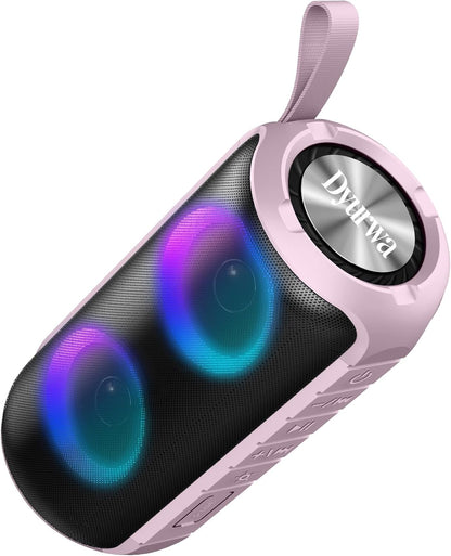 Bluetooth Speaker, 2026 NEW Portable Wireless Speaker, 24W Super Loud,TWS Pairing, Colorful RGB Lights, IPX7 Waterproof, 12H Playtime, HD Call for Outdoor/Home/Party/Beach, White Elephant Gift Pink