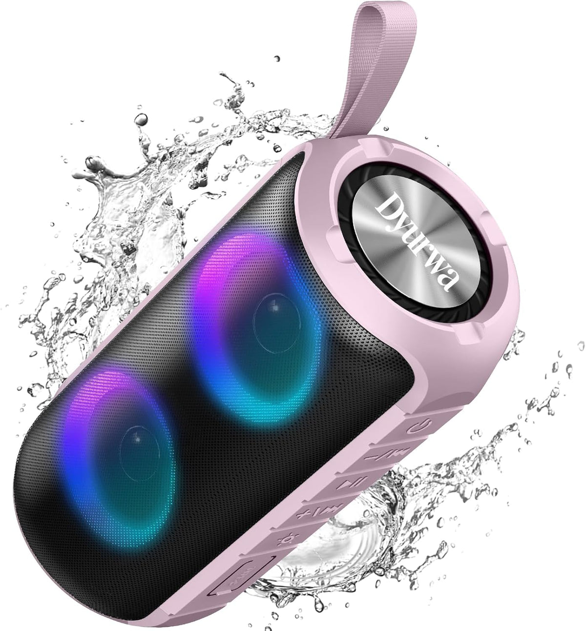 Bluetooth Speaker, 2026 NEW Portable Wireless Speaker, 24W Super Loud,TWS Pairing, Colorful RGB Lights, IPX7 Waterproof, 12H Playtime, HD Call for Outdoor/Home/Party/Beach, White Elephant Gift Pink