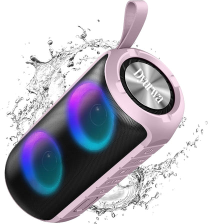Bluetooth Speaker, 2026 NEW Portable Wireless Speaker, 24W Super Loud,TWS Pairing, Colorful RGB Lights, IPX7 Waterproof, 12H Playtime, HD Call for Outdoor/Home/Party/Beach, White Elephant Gift Pink