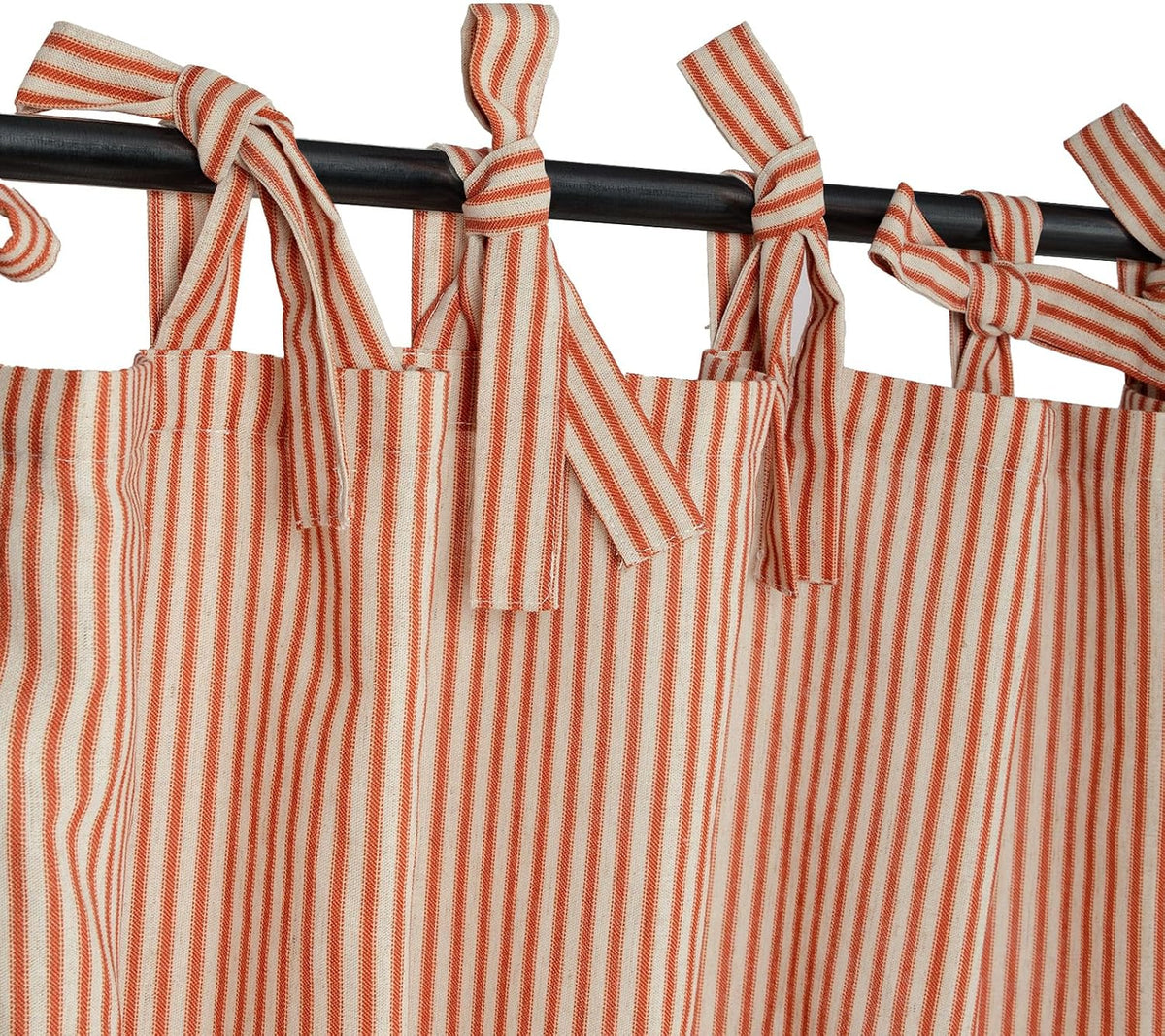 Blush Pink Striped Shower Curtain Hookless - 72x72 Inches,Linen Blend Cloth Fabric,Girly Cute Coquette Style Ticking Vertical Stripe Shower Curtain for French Country Bathroom Decor
