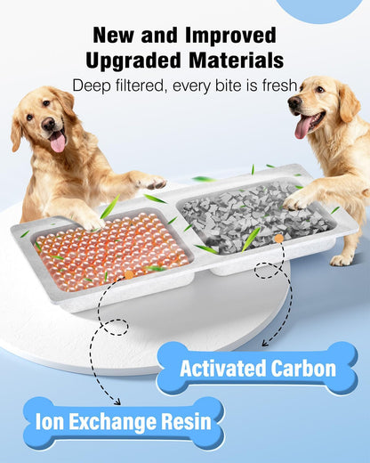 3.4Gal Dog Water Fountain for Large Dogs, 13L Stainless Steel Large Pet Fountain with Deeper & Wider Drinking Area, Automatic Dog Water Bowl Dispenser with Water Window (7 Filters)
