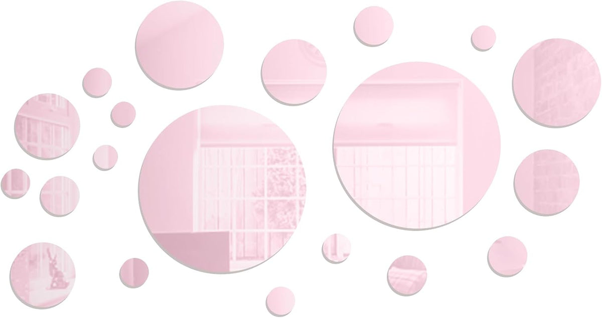 32 Pcs Acrylic Mirror Wall Stickers Removable, Pink, Small Size