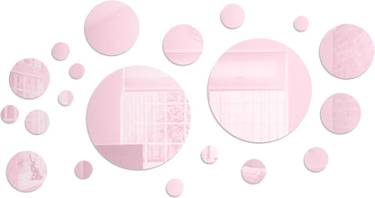 32 Pcs Acrylic Mirror Wall Stickers Removable, Pink, Small Size