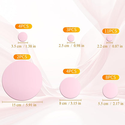 32 Pcs Acrylic Mirror Wall Stickers Removable, Pink, Small Size