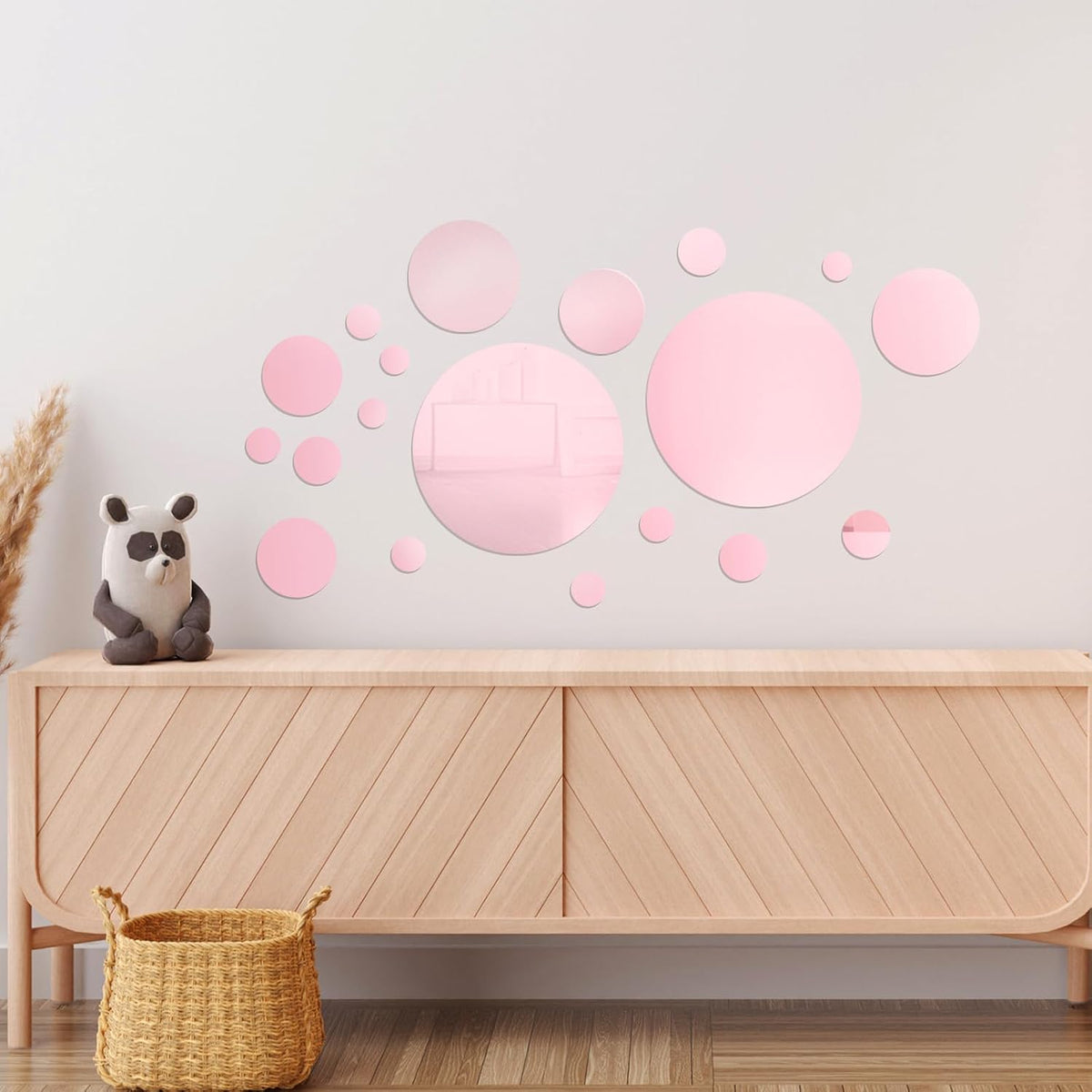 32 Pcs Acrylic Mirror Wall Stickers Removable, Pink, Small Size