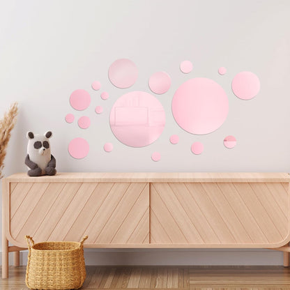 32 Pcs Acrylic Mirror Wall Stickers Removable, Pink, Small Size