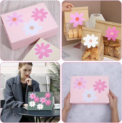 6 Sheets Daisy Wall Sticker Decal, Pink Flower Wall Sticker