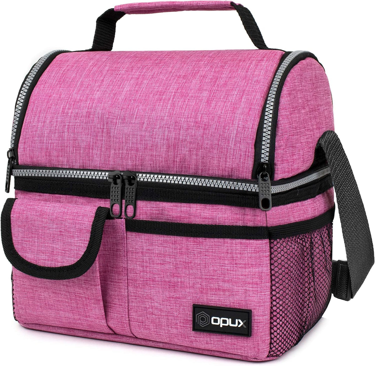 Insulated Lunch Bag Women Men, Dual Compartment Leakproof, Pink