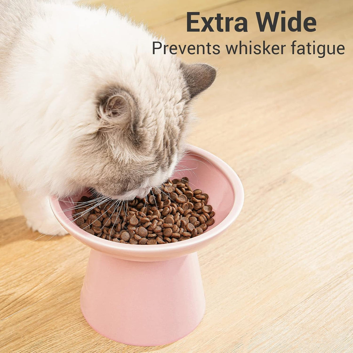 Extra Wide Elevated Ceramic 6.2" Shallow Cat Food Bowl