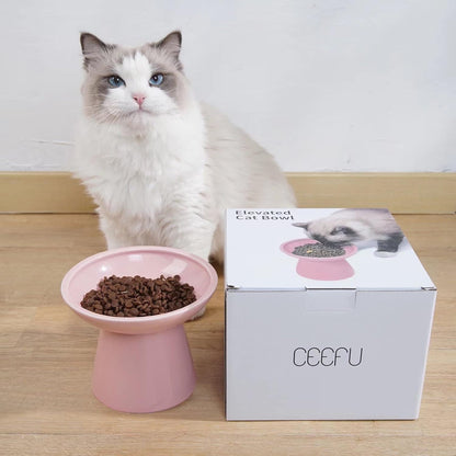 Extra Wide Elevated Ceramic 6.2" Shallow Cat Food Bowl