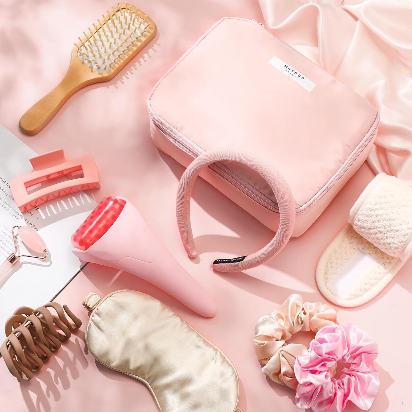 11 Pcs Pink Box Set for Women Pink Spa Birthday Basket Gifts Travel for Aesthetic Bags Makeup and Skin Care Spa Kit Gift Friend Teacher Girlfriend Mom