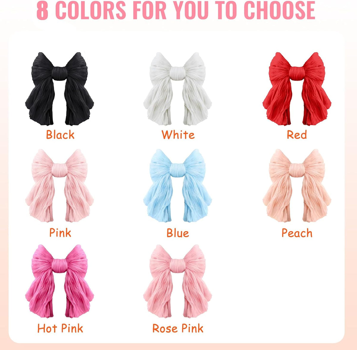 1 String of 6 Peach Bows Garland Banner Decoration, Adjustable Pre-Strung Ornaments for Birthday, Bachelorette Party, Bridal Shower, Wedding, Engagement, Baby Shower, Graduation Decor, Anniversary
