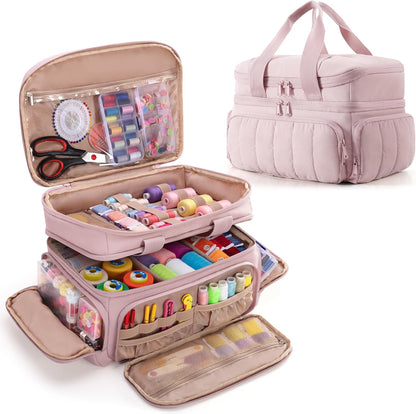 Sewing Organizer Bag with Detachable Dividers, Pink (Bag Only)