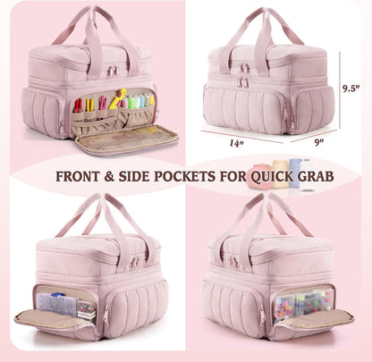 Sewing Organizer Bag with Detachable Dividers, Pink (Bag Only)
