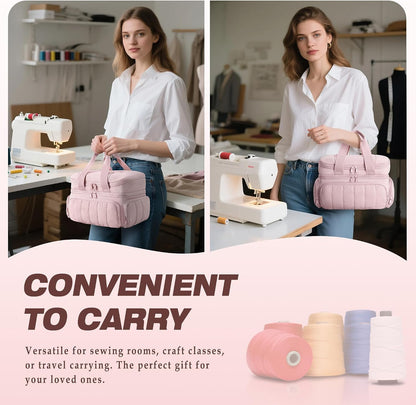 Sewing Organizer Bag with Detachable Dividers, Pink (Bag Only)