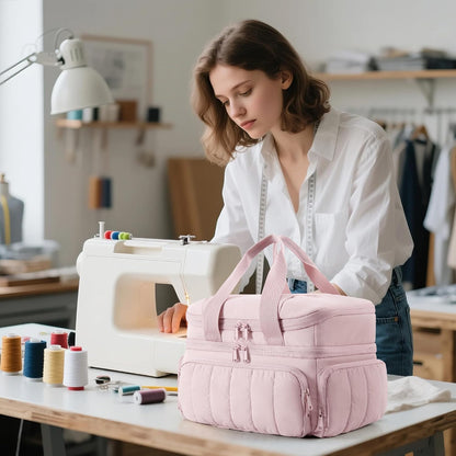 Sewing Organizer Bag with Detachable Dividers, Pink (Bag Only)