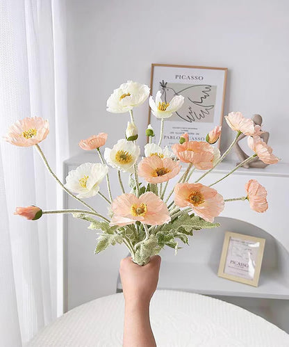 6pcs Artificial Poppy Flowers Spring Flowers Real Touch Flowers Silk Fake Poppy Flowers with Stems Faux Poppy for Home Table Centerpieces Floral Arrangement Wedding Bouquet Mixed Decoration