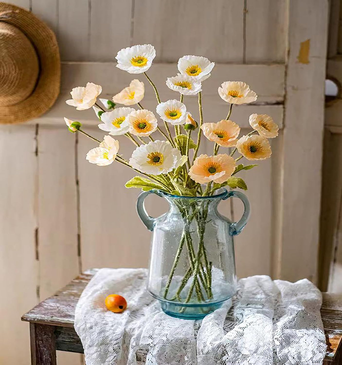 6pcs Artificial Poppy Flowers Spring Flowers Real Touch Flowers Silk Fake Poppy Flowers with Stems Faux Poppy for Home Table Centerpieces Floral Arrangement Wedding Bouquet Mixed Decoration
