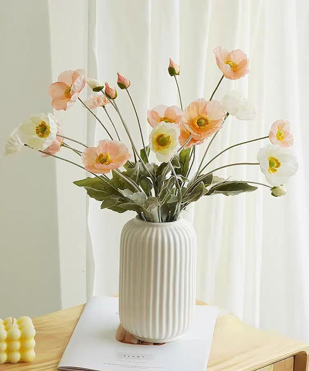 6pcs Artificial Poppy Flowers Spring Flowers Real Touch Flowers Silk Fake Poppy Flowers with Stems Faux Poppy for Home Table Centerpieces Floral Arrangement Wedding Bouquet Mixed Decoration