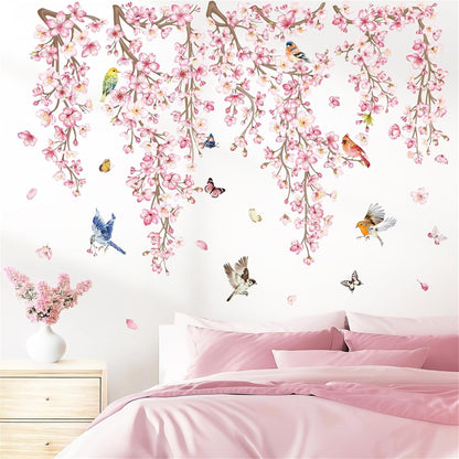 Cherry Blossom Flower Wall Decals Pink Floral Branch Wall Stickers