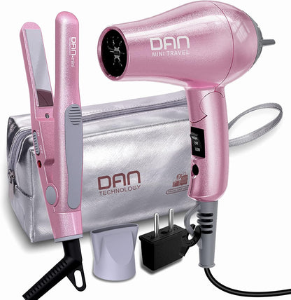 DAN Travel Hair Tool Set,Hair Dryer and Flat Irons with Travel case