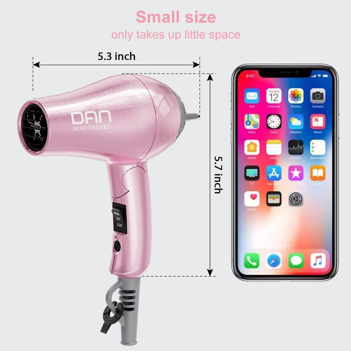 DAN Travel Hair Tool Set,Hair Dryer and Flat Irons with Travel case