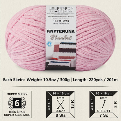 #6 Super Bulky Blanket Yarn for Crocheting - 4 Skeins(Each 10.5oz/300g, 220yds/201m), Chunky Chenille Thick Plush Big Soft Yarn for Crocheting Knitting Blankets, Pink