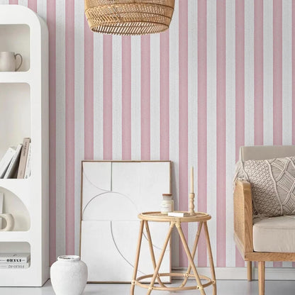 Striped Pink and White Wallpaper Peel and Stick Boho Silver Stripe Textured Contact Paper 15.7"x118" Self Adhesive Removable Waterproof Wallpaper for Bedroom,Cabinets,Drawer Liners