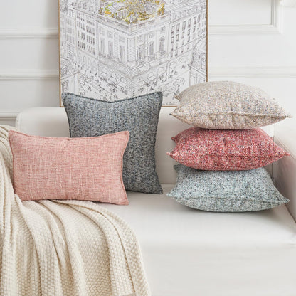 Premium Series Tweed Style Throw Pillow Cover, Linen Woven Textured Luxury Thick Cushion Case for Home Décor, Pastel Pink, 18x18 Inch
